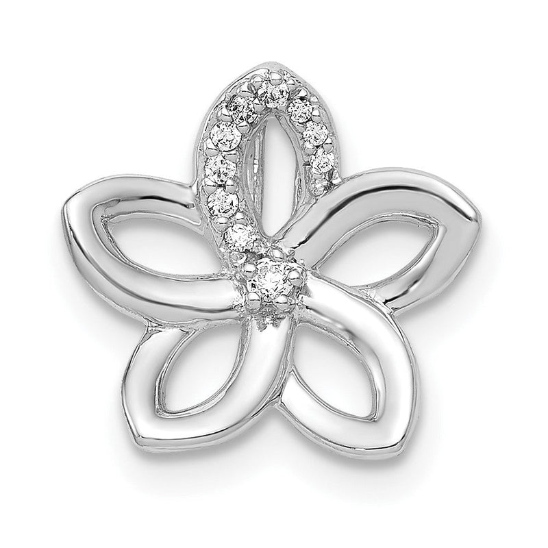 14K Weißgold 1/20ct. Echt Diamant Blume Kette Anhänger
