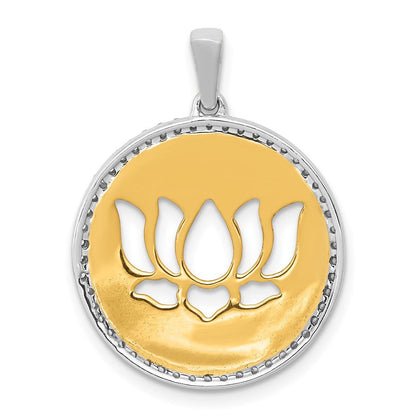 14K Bicolor-Gold Anhänger Lotusblume mit echten Diamanten