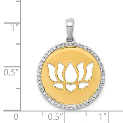 14K Bicolor-Gold Anhänger Lotusblume mit echten Diamanten