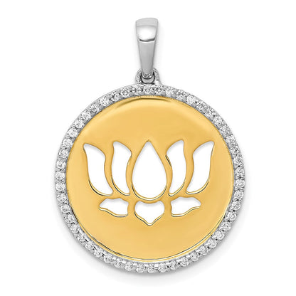 14K Bicolor-Gold Anhänger Lotusblume mit echten Diamanten