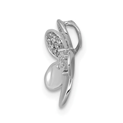 14K Weißgold 1/20ct. Echt Diamant Blume Kette Anhänger