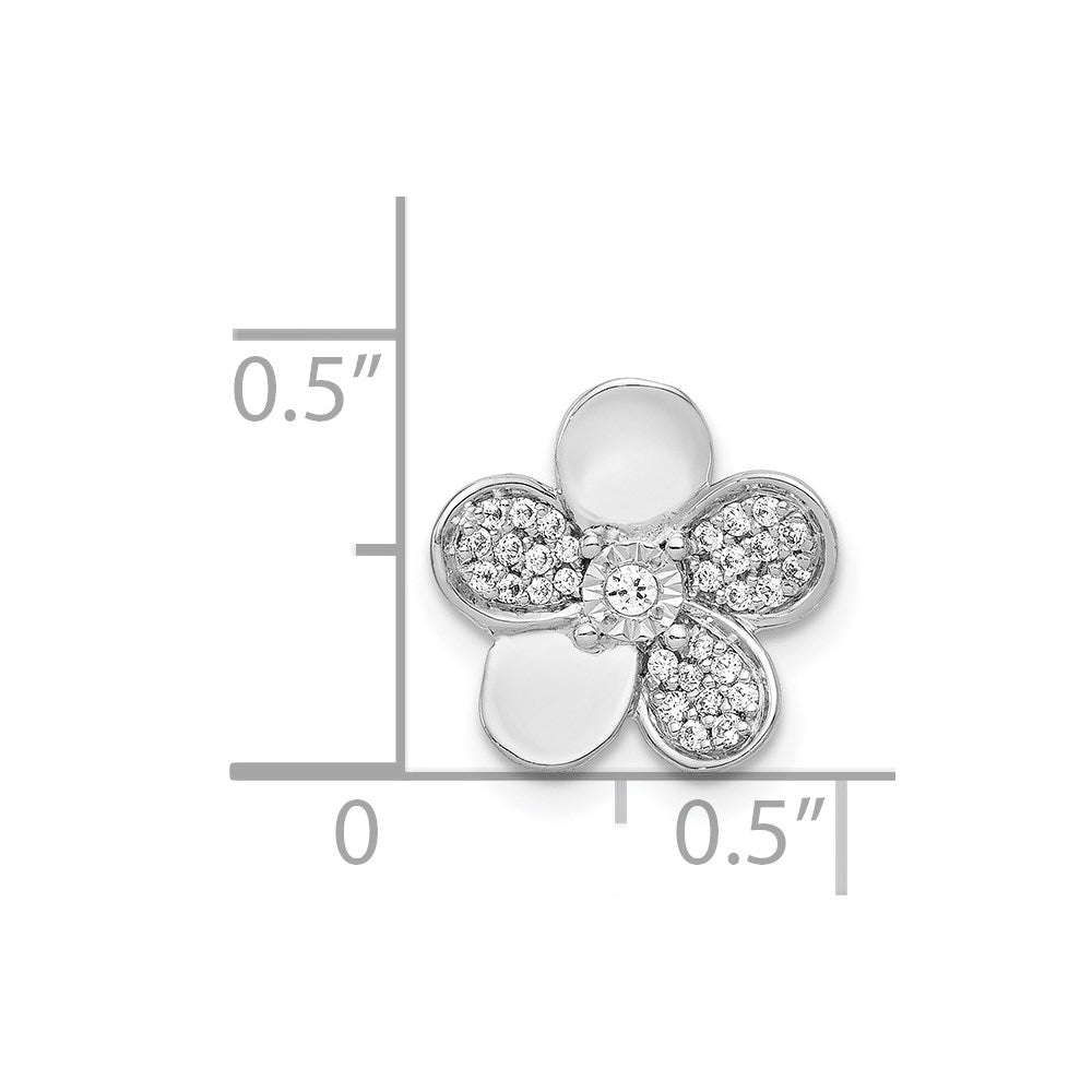 14K Weißgold 1/8ct. Echt Diamant Blume Kette Anhänger