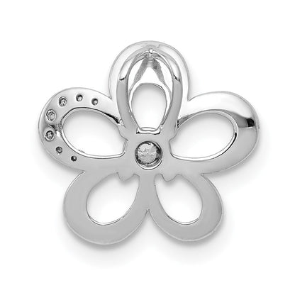 14K Weißgold 1/20ct. Echt Diamant Rund Petal Blume Kette Anhänger