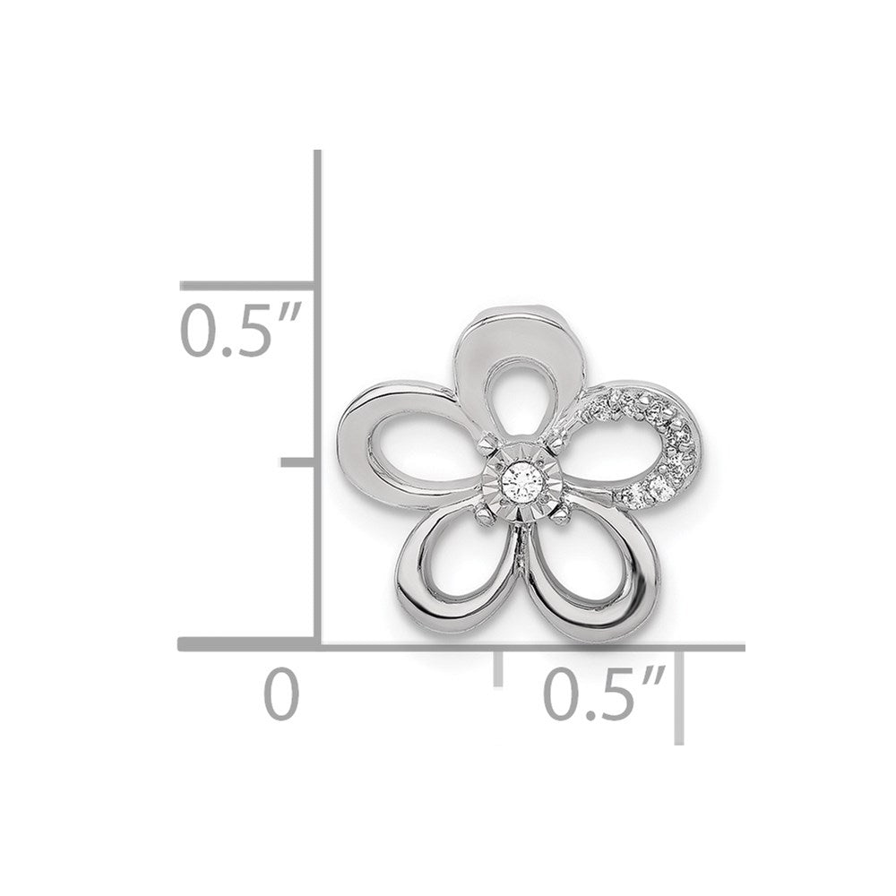 14K Weißgold 1/20ct. Echt Diamant Rund Petal Blume Kette Anhänger