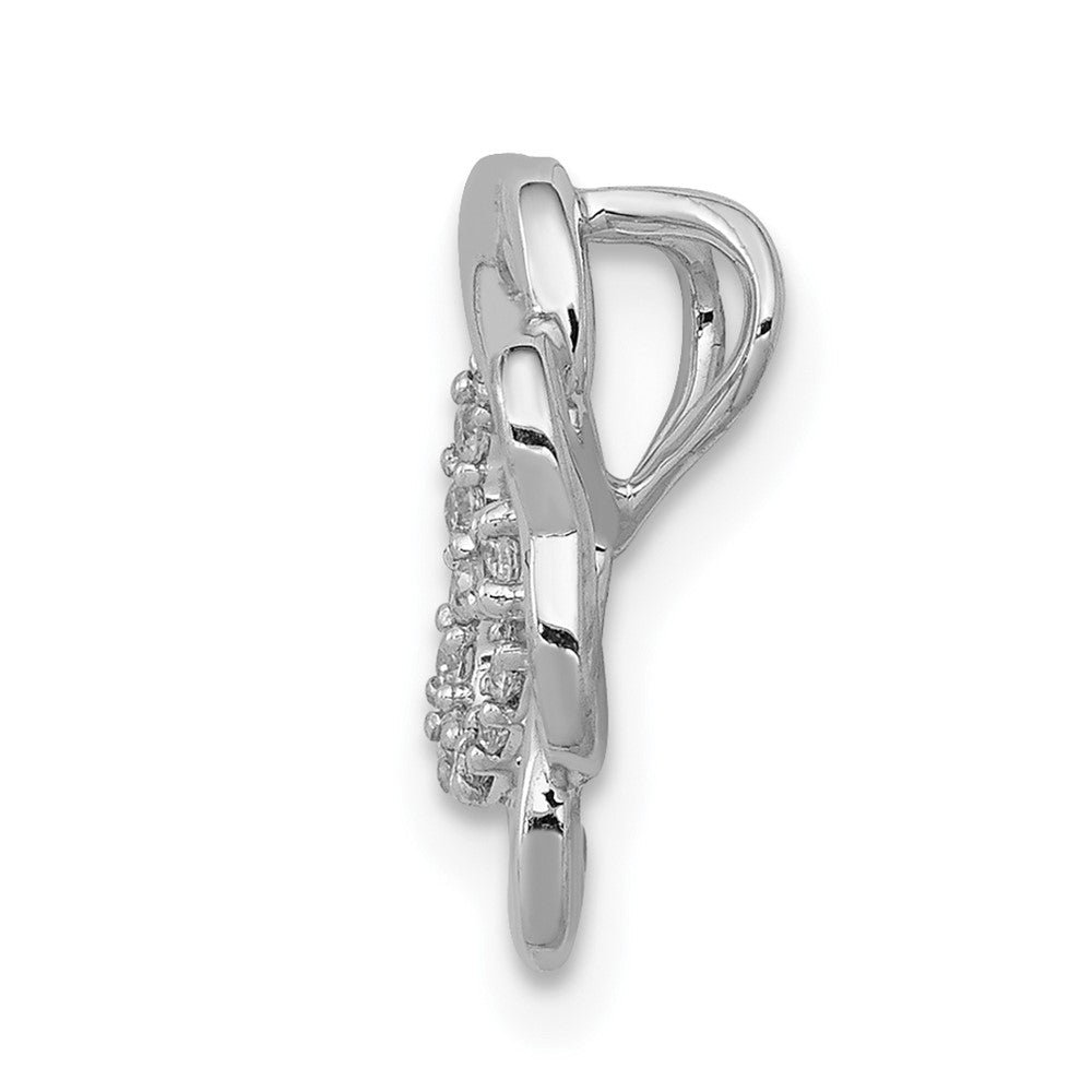 14K Weißgold 1/15ct. Echt Diamant Vier Blatt Klee Kette Anhänger