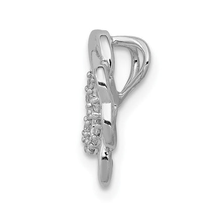 14K Weißgold 1/15ct. Echt Diamant Vier Blatt Klee Kette Anhänger