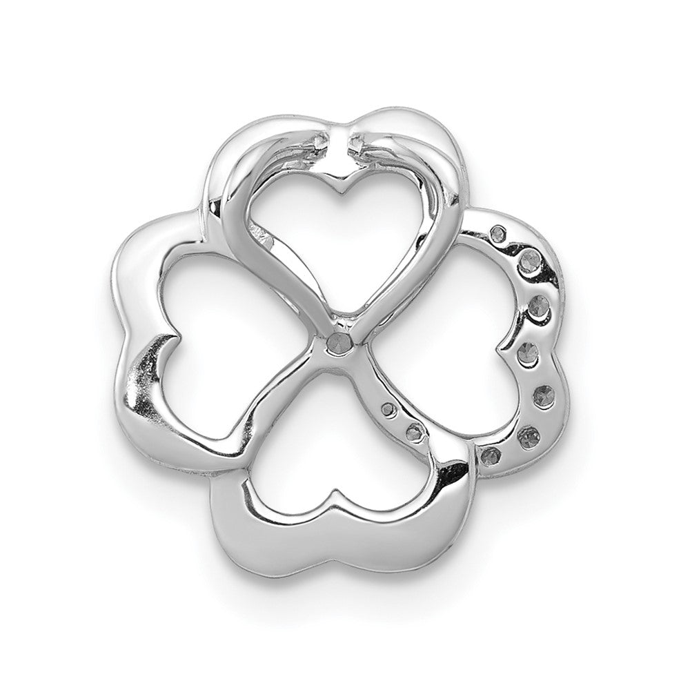 14K Weißgold 1/15ct. Echt Diamant Vier Blatt Klee Kette Anhänger