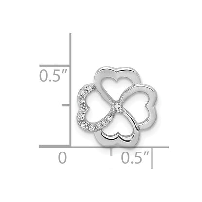 14K Weißgold 1/15ct. Echt Diamant Vier Blatt Klee Kette Anhänger