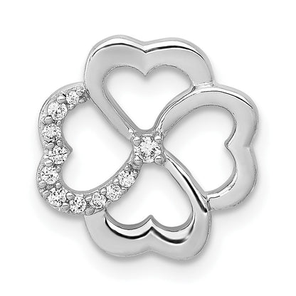 14K Weißgold 1/15ct. Diamant Vier Blatt Klee Kette Anhänger