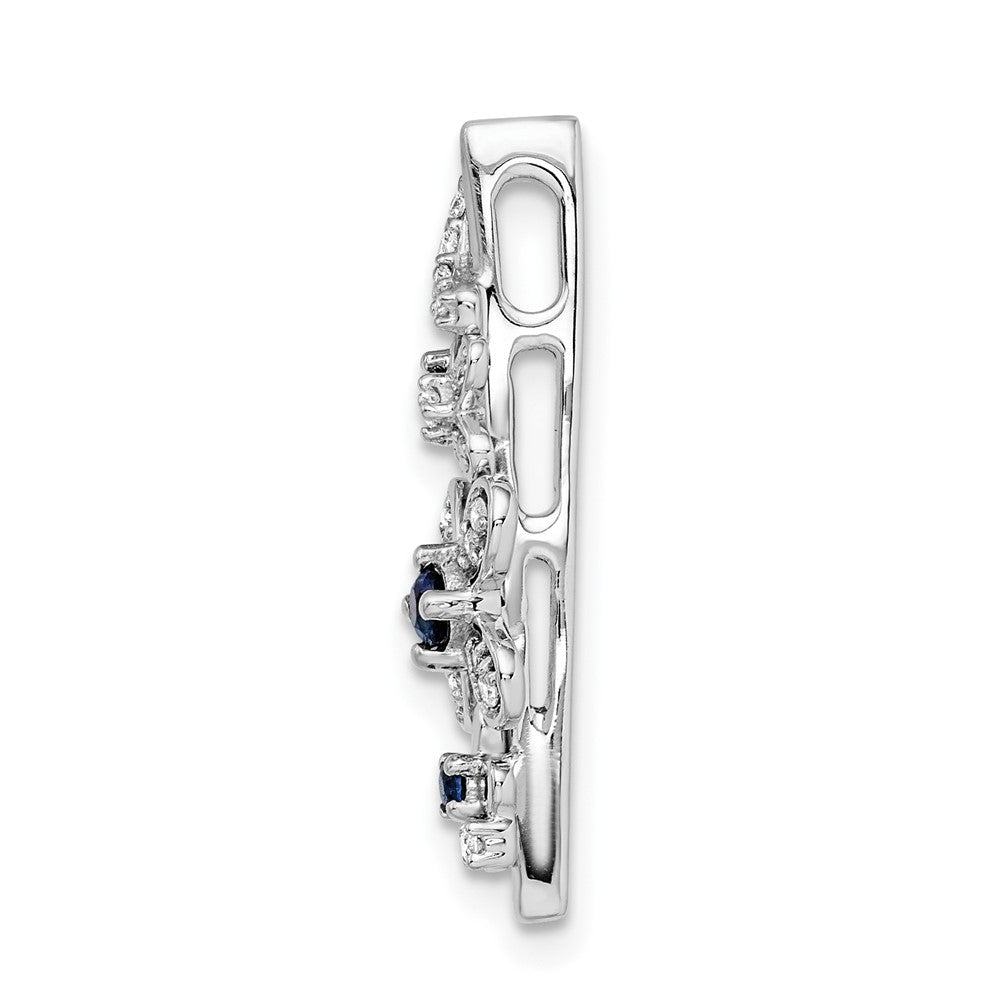 14K Weißgold Echt Diamant und Saphir Blumen Kette Anhänger