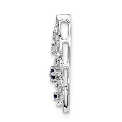 14K Weißgold Echt Diamant und Saphir Blumen Kette Anhänger