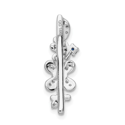 14K Weißgold Echt Diamant und Saphir Blumen Kette Anhänger