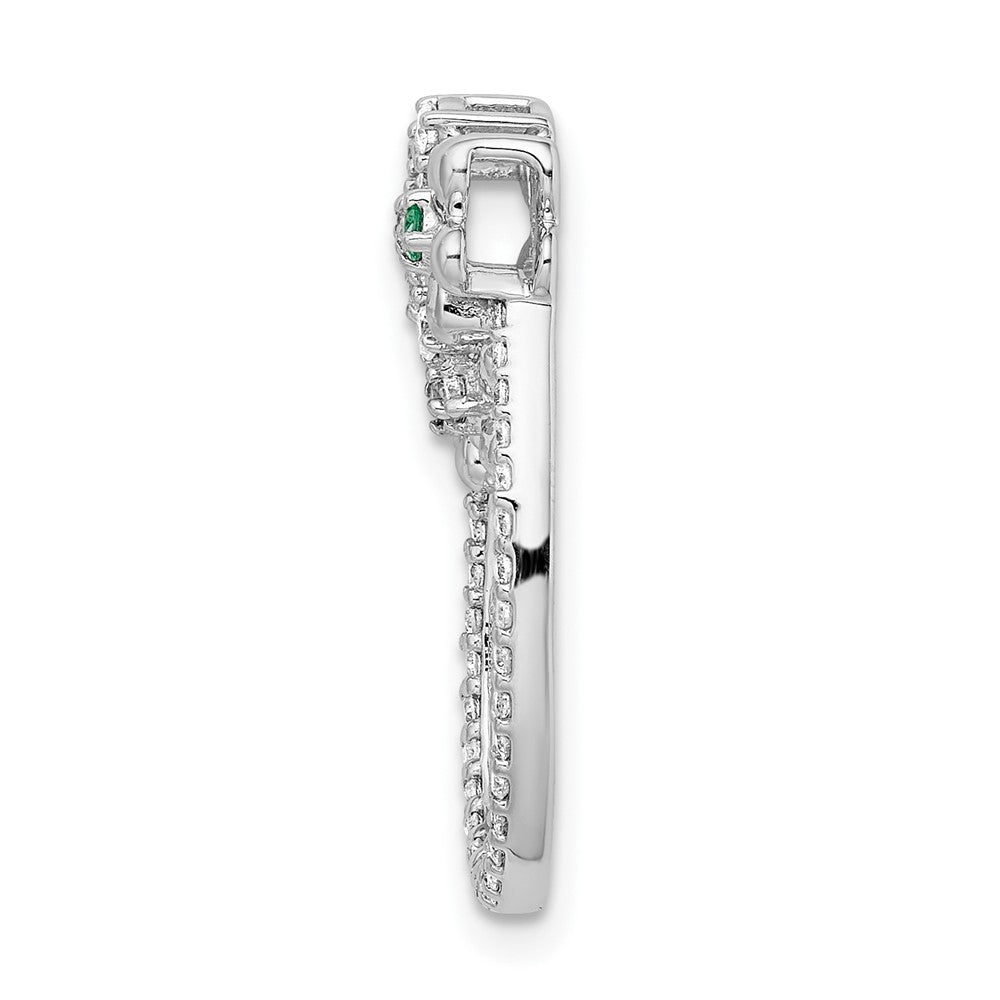14K Weißgold Echt Diamant und Smaragd Blume Kette Anhänger