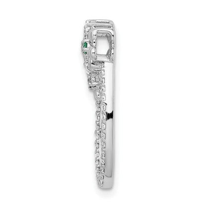 14K Weißgold Echt Diamant und Smaragd Blume Kette Anhänger