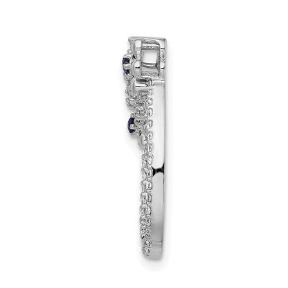 14K Weißgold Echt Diamant und Saphir Blume Kette Anhänger