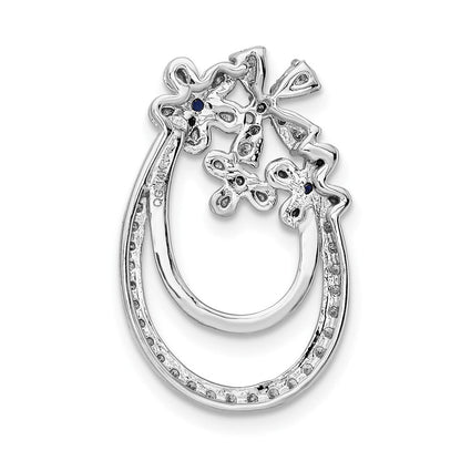 14K Weißgold Echt Diamant und Saphir Blume Kette Anhänger