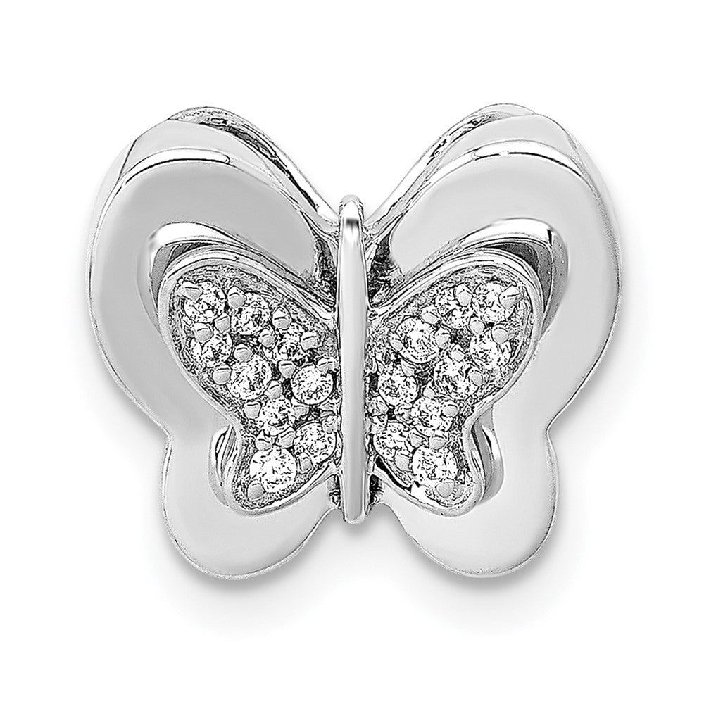 14K Weißgold Echt Diamant Schmetterling Kette Anhänger