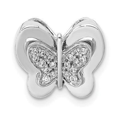 14K Weißgold Echt Diamant Schmetterling Kette Anhänger