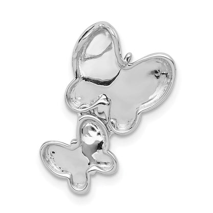 14K Weißgold 1/6ct. Echt Diamant Schmetterling Kette Anhänger