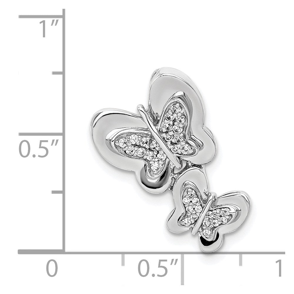 14K Weißgold 1/6ct. Echt Diamant Schmetterling Kette Anhänger