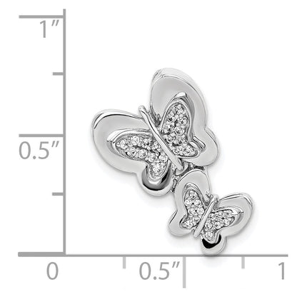 14K Weißgold 1/6ct. Echt Diamant Schmetterling Kette Anhänger