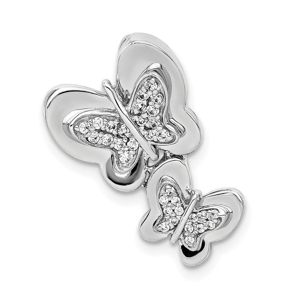 14K Weißgold 1/6ct. Echt Diamant Schmetterling Kette Anhänger