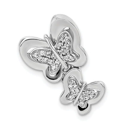 14K Weißgold 1/6ct. Echt Diamant Schmetterling Kette Anhänger