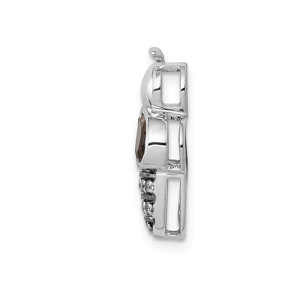 14K Weißgold Echt Diamant Und.75 Smokey Quarz Biene Kette Anhänger