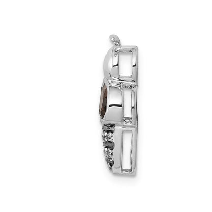 14K Weißgold Echt Diamant Und.75 Smokey Quarz Biene Kette Anhänger