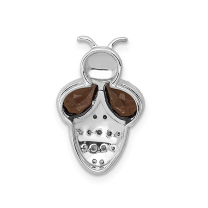 14K Weißgold Echt Diamant Und.75 Smokey Quarz Biene Kette Anhänger