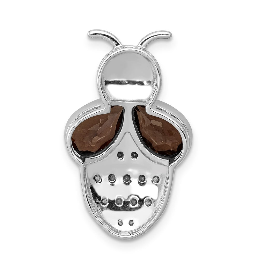 14K Weißgold Echt Diamant und 1.40 Smokey Quarz Biene Kette Anhänger
