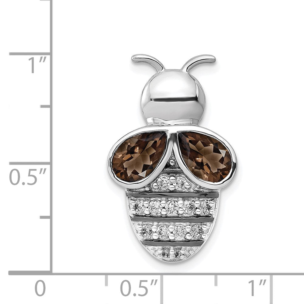14K Weißgold Echt Diamant und 1.40 Smokey Quarz Biene Kette Anhänger
