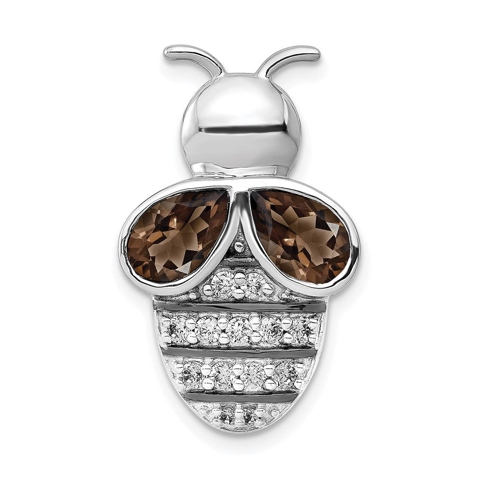 14K Weißgold Echt Diamant und 1.40 Smokey Quarz Biene Kette Anhänger