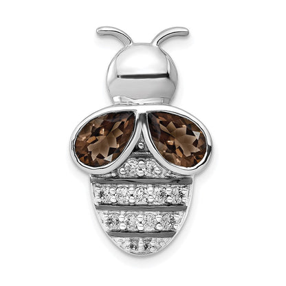 14K Weißgold Echt Diamant und 1.40 Smokey Quarz Biene Kette Anhänger