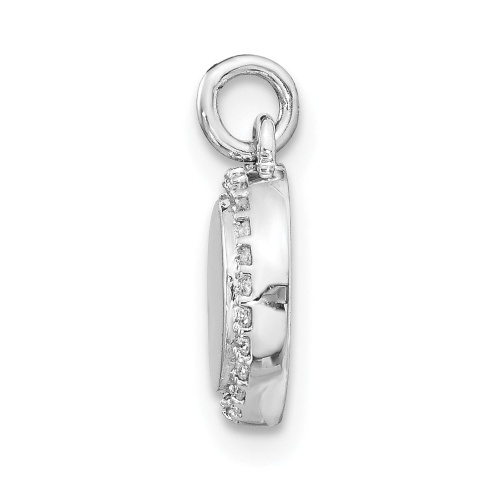 14K Weißgold 0,1 ct. Echter Diamant Fantasie-Kreis-Anhänger
