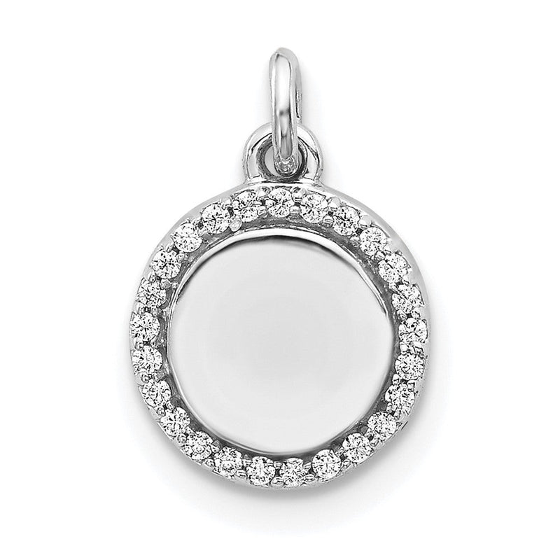 14K Weißgold 0,1 ct. Echter Diamant Fantasie-Kreis-Anhänger