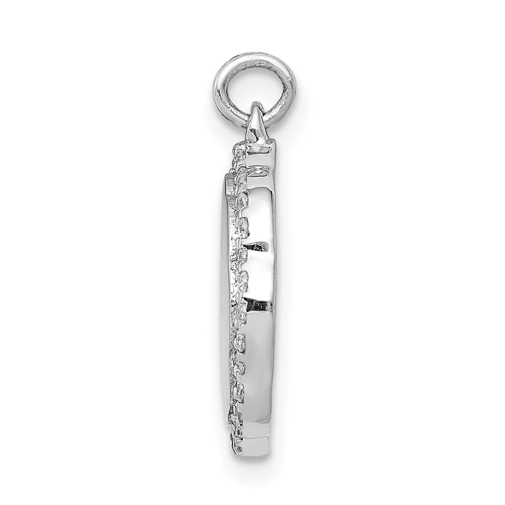 14 K Weißgold Anhänger mit 0,2 ct. echten Diamanten, ausgefallenes Wellendesign
