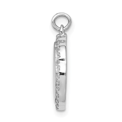 14 K Weißgold Anhänger mit 0,2 ct. echten Diamanten, ausgefallenes Wellendesign
