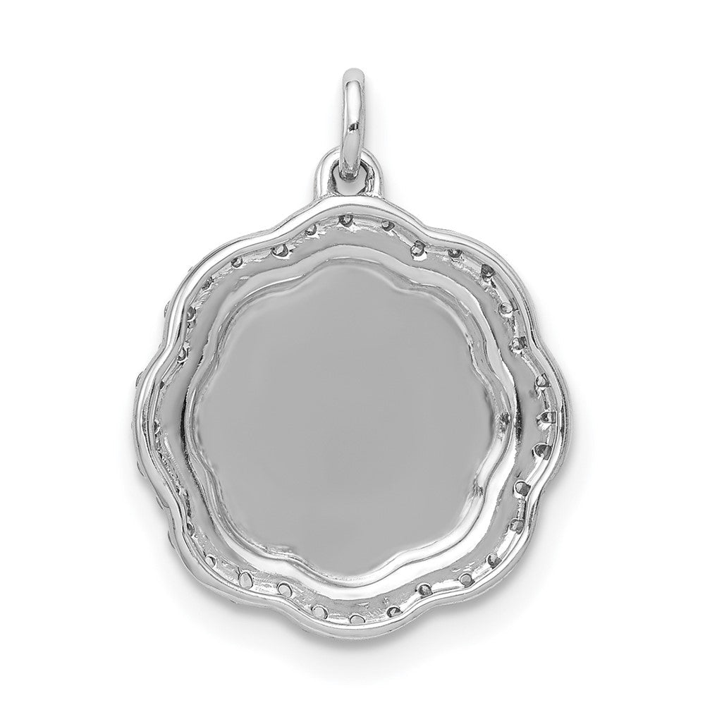 14 K Weißgold Anhänger mit 0,2 ct. echten Diamanten, ausgefallenes Wellendesign