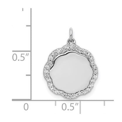 14 K Weißgold Anhänger mit 0,2 ct. echten Diamanten, ausgefallenes Wellendesign
