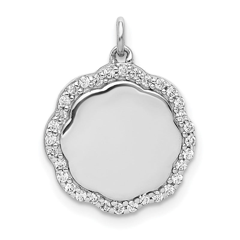 14 K Weißgold Anhänger mit 0,2 ct. echten Diamanten, ausgefallenes Wellendesign