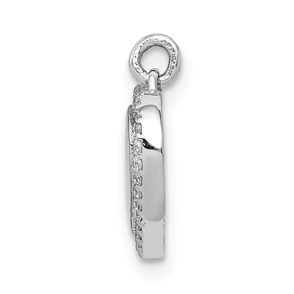 14K Weißgold 0,1 ct. Echter Diamant Fancy Poliert Herz Anhänger