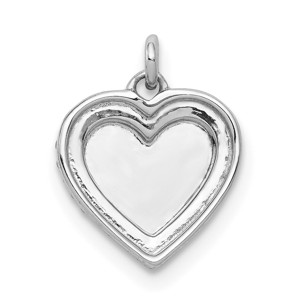 14K Weißgold 0,1 ct. Echter Diamant Fancy Poliert Herz Anhänger