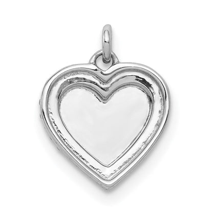 14K Weißgold 0,1 ct. Echter Diamant Fancy Poliert Herz Anhänger