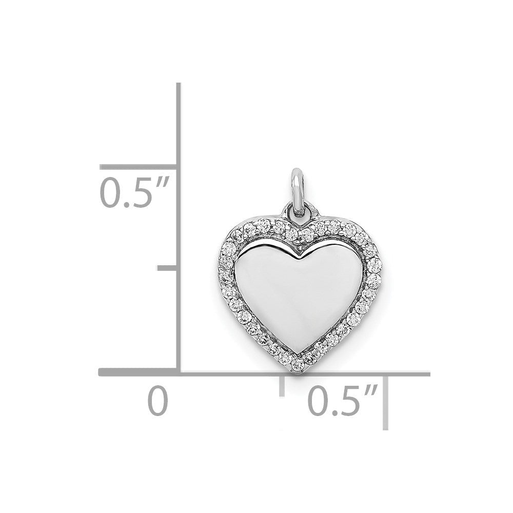 14K Weißgold 0,1 ct. Echter Diamant Fancy Poliert Herz Anhänger