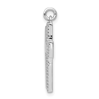 14K Weißgold 0,2 ct. Echtes Diamant-Kreuzanhänger (Lateinisches Kreuz)