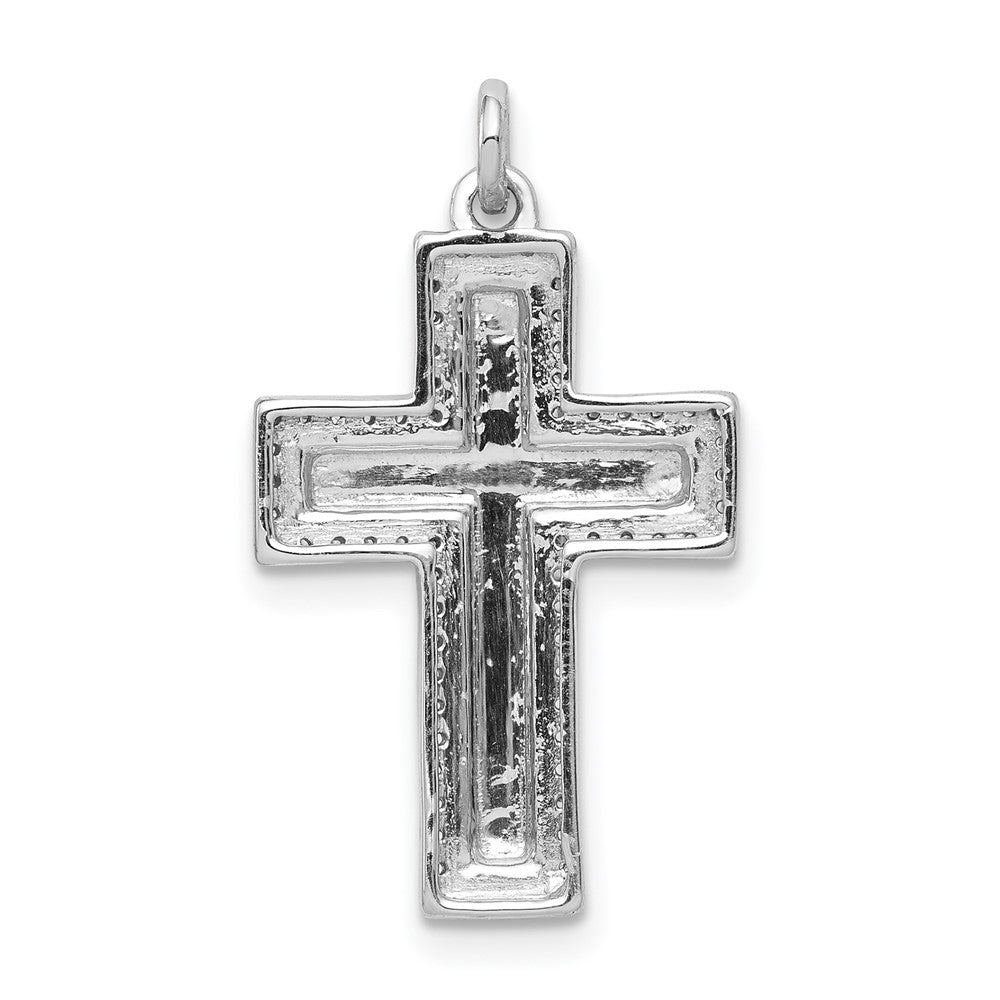 14K Weißgold 0,2 ct. Echtes Diamant-Kreuzanhänger (Lateinisches Kreuz)
