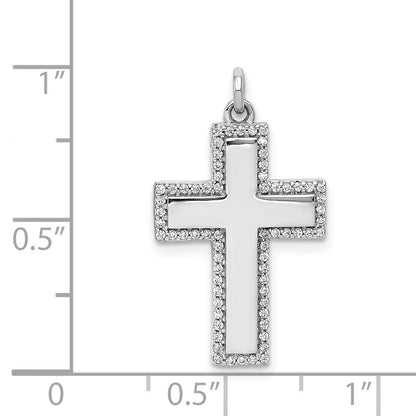 14K Weißgold 0,2 ct. Echtes Diamant-Kreuzanhänger (Lateinisches Kreuz)