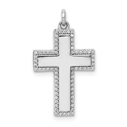 14K Weißgold 0,2 ct. Echtes Diamant-Kreuzanhänger (Lateinisches Kreuz)
