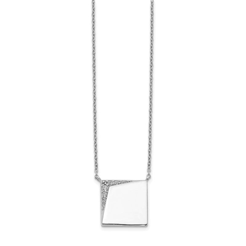 14K Weißgold Echt Diamant Fantasie Quadratisch Halskette